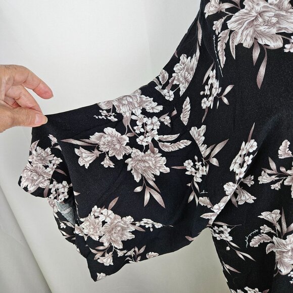 Spiritual Gangster Maya Kimono Robe Cardigan OS Black Cream Floral Layering - Picture 8 of 13